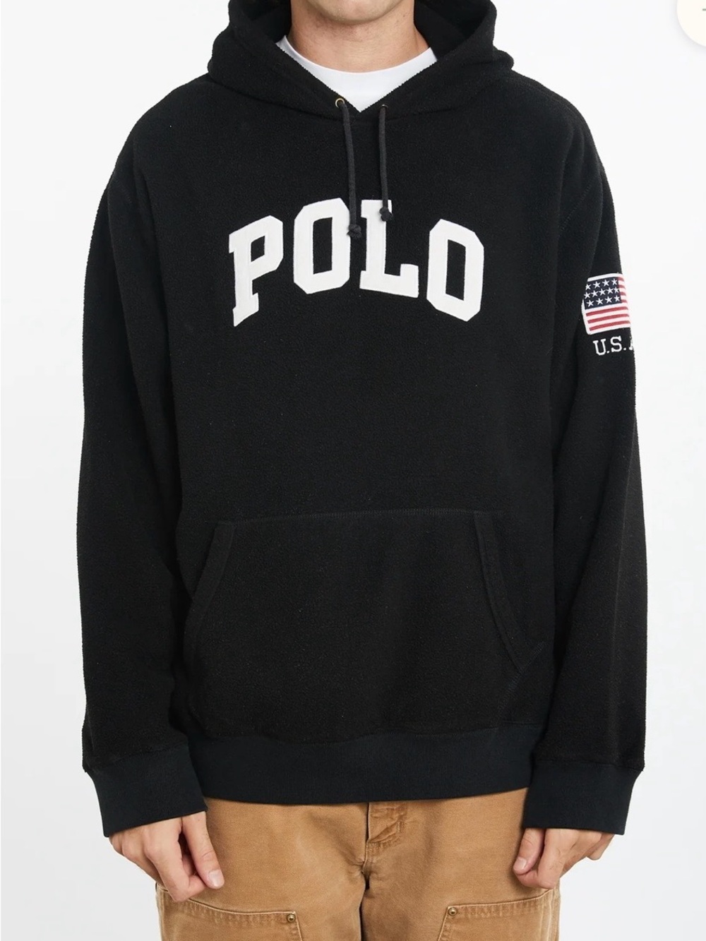 Polo Ralph Lauren Heritage Graphic Fleece Hoodie - Black - Size M